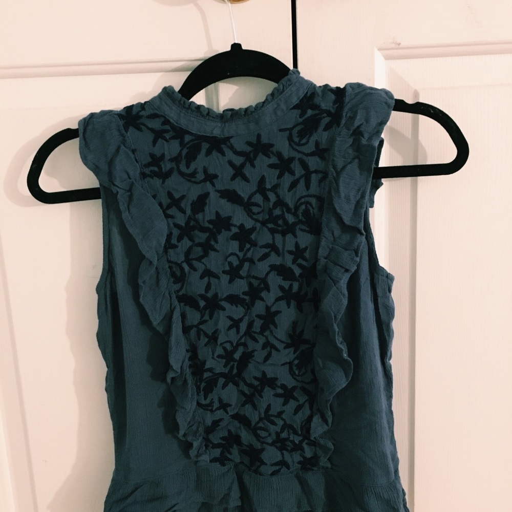a.n.a sleeveless ruffled flower embroidered top